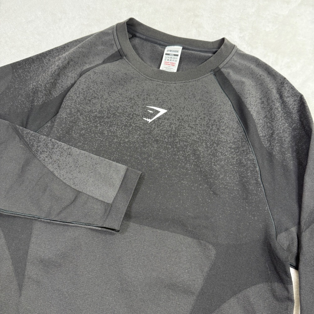 Gymshark‎ Apex Seamless Long Sleeve Shirt Mens XXXL Black Grey Training A1B5B